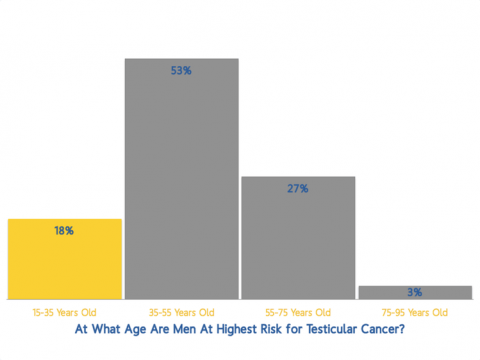 Chart showing young guys don't know they are at an age at risk for testicular cancer.