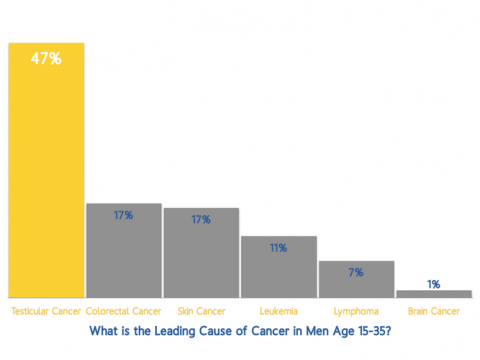 Chart showing leading cause of cancer in males 15-35